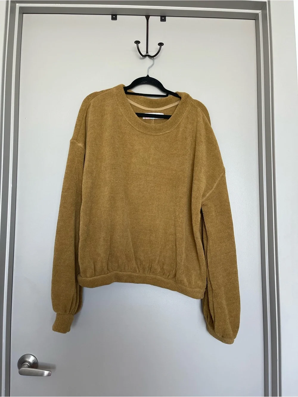 Free People Beach Crewneck Sweater in Mustard Brown